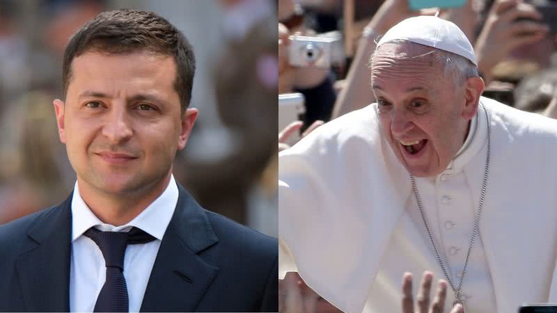 Volodymyr Zelensky em montagem com Papa Francisco - Getty Images