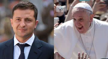 Volodymyr Zelensky em montagem com Papa Francisco - Getty Images