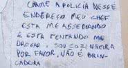 Pedido de socorro feito em guardanapo - Divulgação/Guarda Municipal de Chapecó