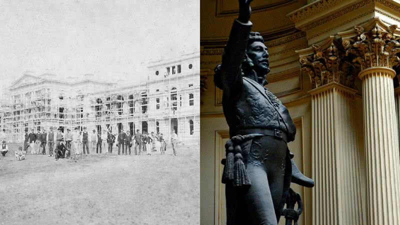 Registro antigo e atual do Museu do Ipiranga - DIOGO MOREIRA/DIVULGAÇÃO GOVERNO DE SÃO PAULO; ACERVO MUSEU PAULISTA DA USP; ROVENA ROSA/AGÊNCIA BRASIL