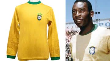 Camisa da seleção brasileira feita para Pelé em sua partida de despedida, em 1971 - Divulgação/Hansons