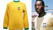 Camisa da seleção brasileira feita para Pelé em sua partida de despedida, em 1971 - Divulgação/Hansons