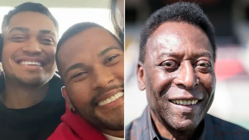 Gabriel e Octávio em montagem ao lado de Pelé - Reprodução/ Redes Sociais e Getty Images