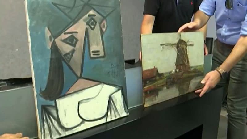 Imagem das pinturas encontradas - Divulgação/ Vídeo/ G1