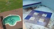 O antes e depois do fundo da piscina - Divulgação / Polícia Civil de Santa Catarina/MPSC