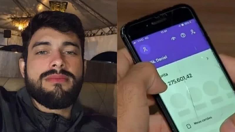 Daniel e seu celular com R$ 275 mil em saldo - Divulgação / TV Centro América