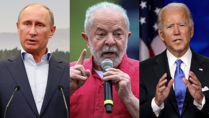 Os presidentes da Rússia, Vladimir Putin, do Brasil, Lula, e dos Estados Unidos, Joe Biden, respectivamente - Getty Images