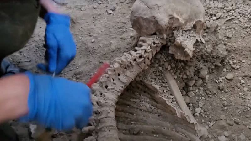 Restos mortais encontrados em Pompeia - Reprodução/Video