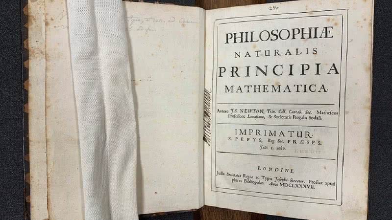 O primeiro exemplar de Principia, de Isaac Newton - Divulgação