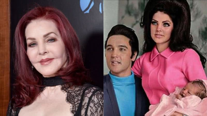 Montagem de Priscilla atualmente e junto de Elvis - Getty Images - Divulgação / CBS