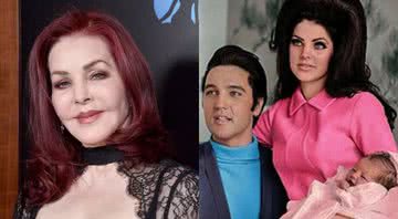 Montagem de Priscilla atualmente e junto de Elvis - Getty Images - Divulgação / CBS