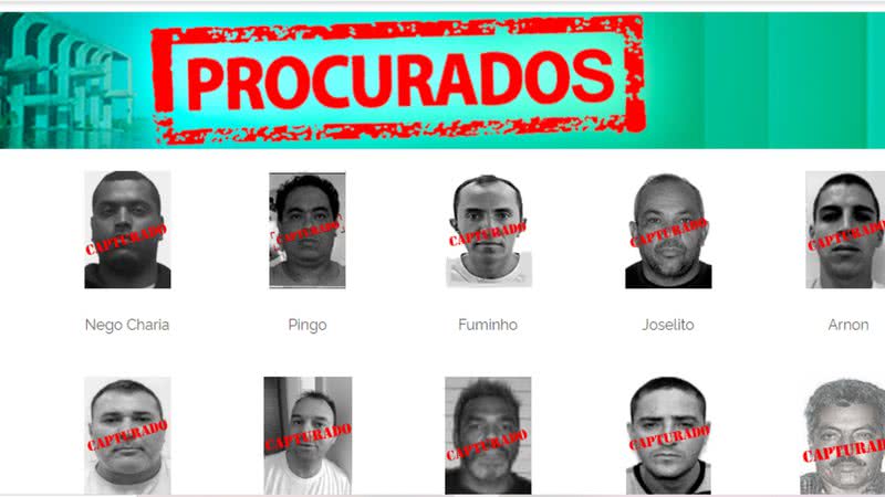 Registro da lista dos criminosos mais procurados - Reprodução/Governo/Site