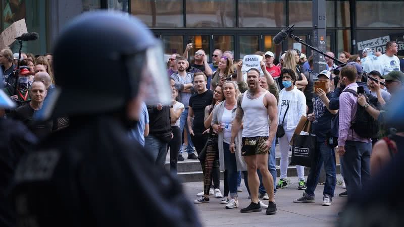 Protesto contra restrições pela covid-19 na Alemanha, em 2020 - Getty Images