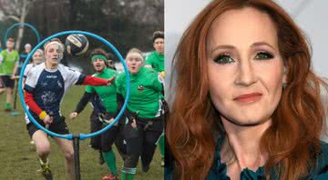 Jogo de quadribol e J.K. Rowling, escritora britânica - Getty Images