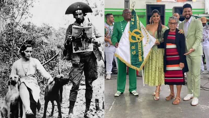 Maria Bonita e Lampião em montagem com foto da filha Expedita Ferreira - Benjamin Abrahão e Divulgação/Imperatriz Leopoldinense