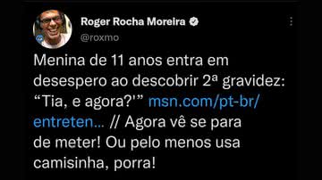 Tweet polêmico de Roger Moreira - Reprodução / Redes socais