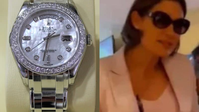 Foto do Rolex e de Michelle Bolsonaro - Reprodução/Estadão e Reprodução/Vídeo