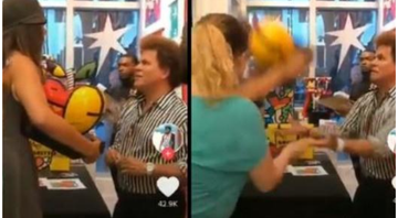 Momento no qual a mulher quebra a obra de Romero Britto - Divulgação/TikTok