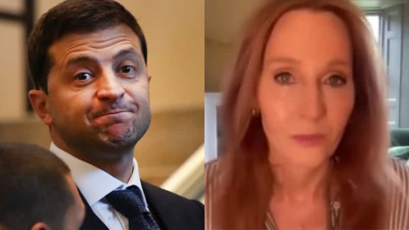 Zelensky (à esqu.) e J.K Rowling (à dir.) - Getty Images e Divulgação/Vídeo