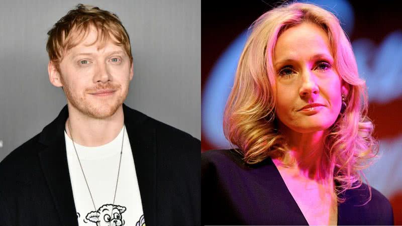 O ator Rupert Grint e a autora J.K. Rowling - Getty Images