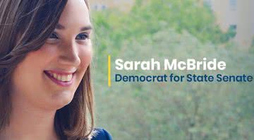 Foto de Sarah McBride para sua campanha eleitoral - Divulgação / Twitter / SarahEMcBride