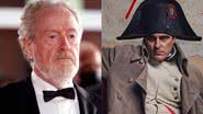 Ridley Scott e Joaquin Phoenix como Napoleão Bonaparte, respectivamente - Getty Images e Divulgação/Apple Original Films