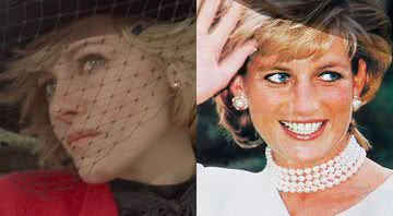 Kristen como Diana (à esqu.) e Diana (à dir.) - Divulgação/Vídeo e Getty Images