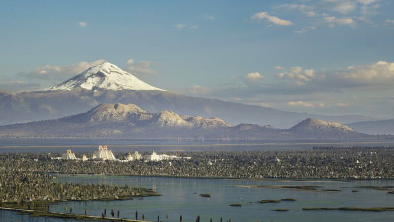 Imagem da cidade de Tenochtitlán recriada em 3D - Reprodução/Thomas Kole