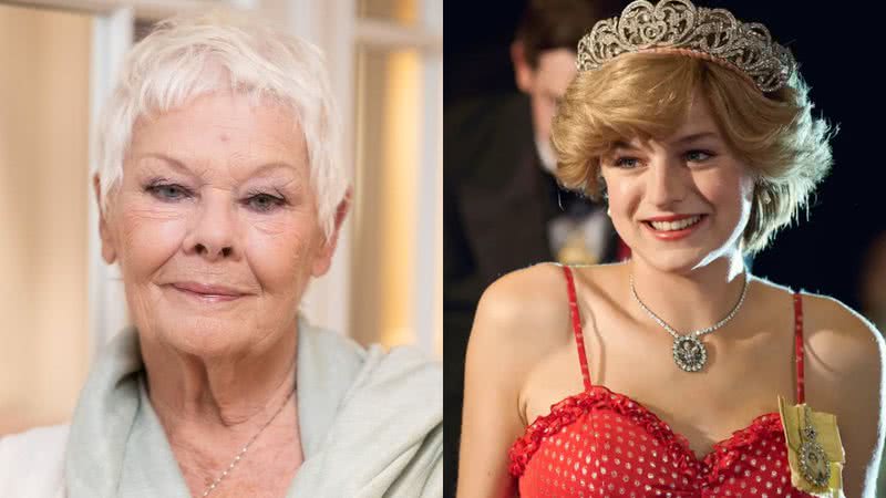 A atriz britânica Judi Dench e cena de 'The Crown' - Getty Images e Divulgação/Netflix