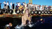 Imagem da estátua do deus Hapi, que ficava em frente ao templo de Thonis-Heracleion - Reprodução/Franck Goddio