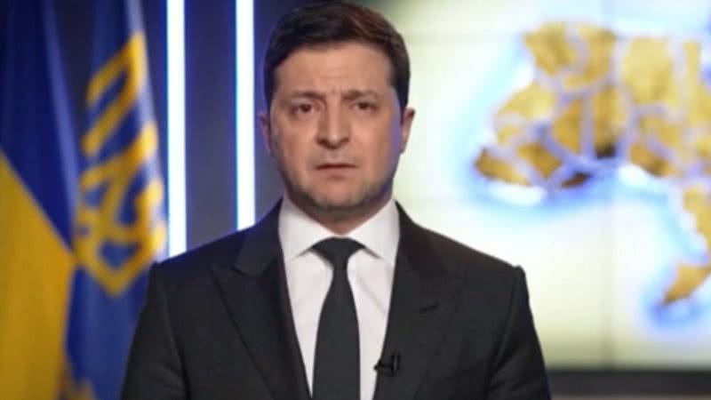 Volodymyr Zelensky durante o discurso - Divulgação/Vídeo/CNN Internacional