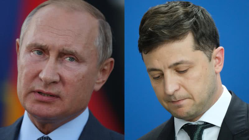 Putin (à esq.) e Volodymyr Zelensky (à dir.) - Getty Images