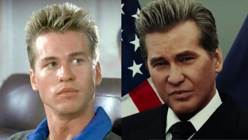 Val Kilmer no Top Gun original e em “Top Gun: The Maverick” - Divulgação/Paramount Movies