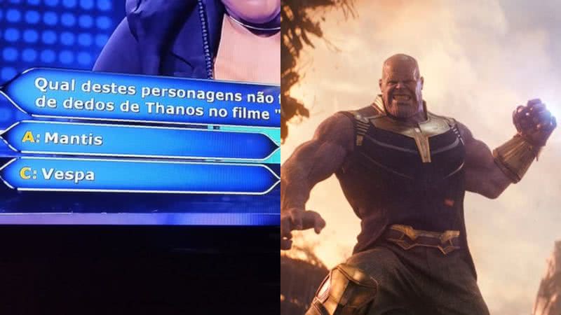 A pergunta sobre 'Vingadores' (à esqu.) e o vilão Thanos (à dir.) - Reprodução/X e Divulgação