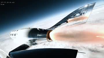 Imagem da fase de impulso da VSS Unity, da Virgin Galactic - Divulgação/Virgin Galactic