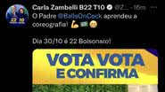 Tweet de Carla Zambelli - Reprodução