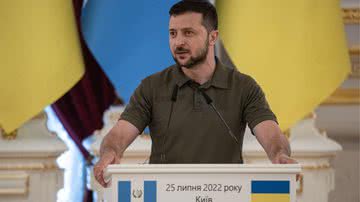 Zelensky discursando em 2022 - Getty Images