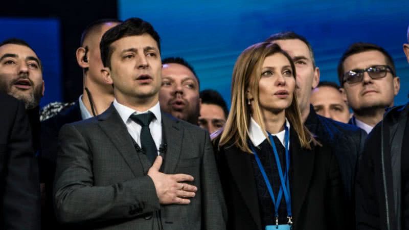 A primeira-dama da Ucrânia, Olena Zelenska e o presidente ucraniano Volodymyr Zelensky - Getty Images