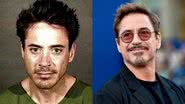 Imagem de Robert Downey Jr. depois de preso, em 2001, e mais recentemente, em 2017 - Domínio Público via Wikimedia Commons / Getty Images