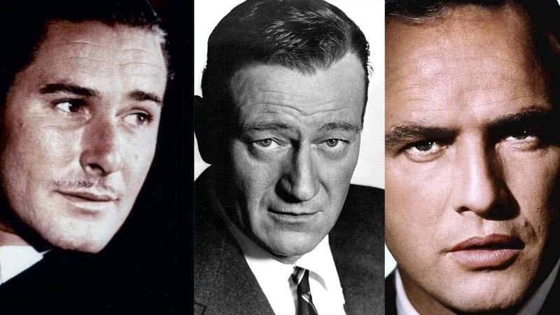 Errol Flynn, John Wayne e Marlon Brando respectivamente - Wikimedia Commons