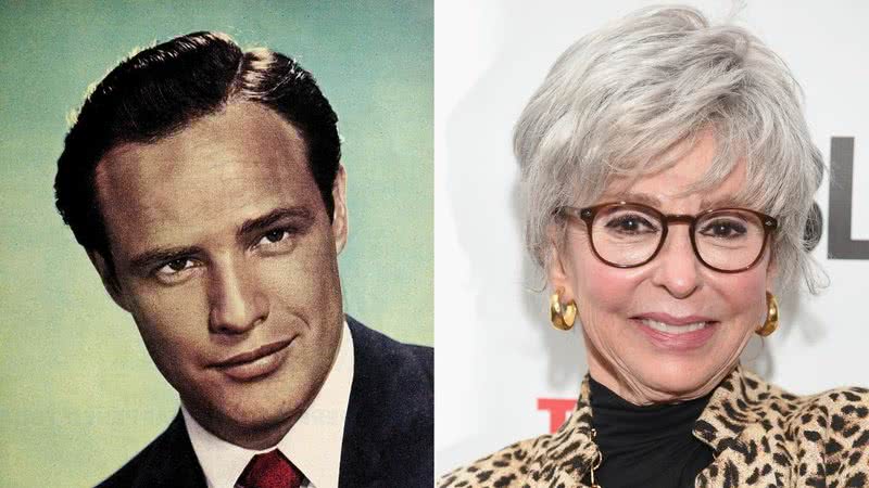 Marlon Brando e Rita Moreno - Divulgação/Wikimedia Commons/ Domínio Público/Edward Cronenweth / Getty Images