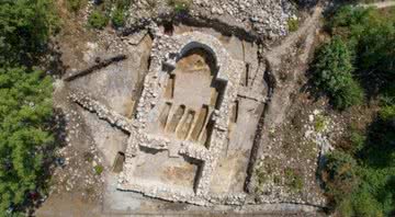 Vista aérea da igreja medieval - Divulgação/Museu Regional de História