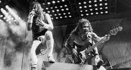 A banda Iron Maiden se apresentando no Rock In Rio em 1985 - Getty Images