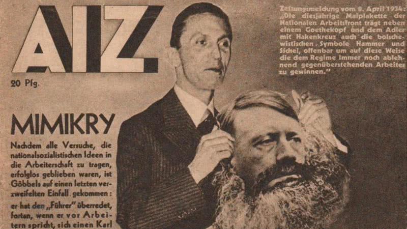 Capa da revista AIZ feita por John Heartfield - Domínio Público