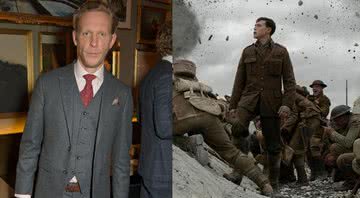 Laurence Fox e um pôster de divulgação do filme 1917 - Divulgação/Getty Images