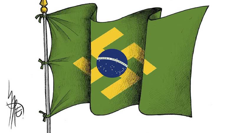 Cartoon com bandeira do Brasil - Crédito: Reprodução / Monerorape