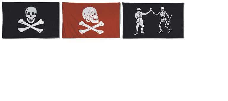 A bandeira pirata em três versões  - divulg.