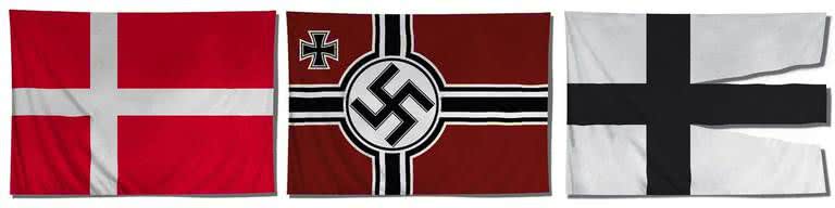 Bandeira da Dinamarca, Nazista e dos Cavaleiros Teutônicos - divulg.