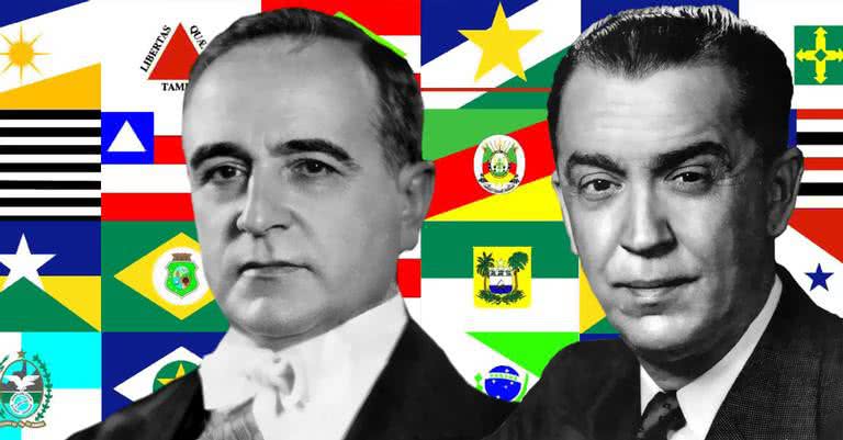 Os presidentes Getúlio Vargas e Juscelino Kubitschek - Wikimedia Commons com modificações