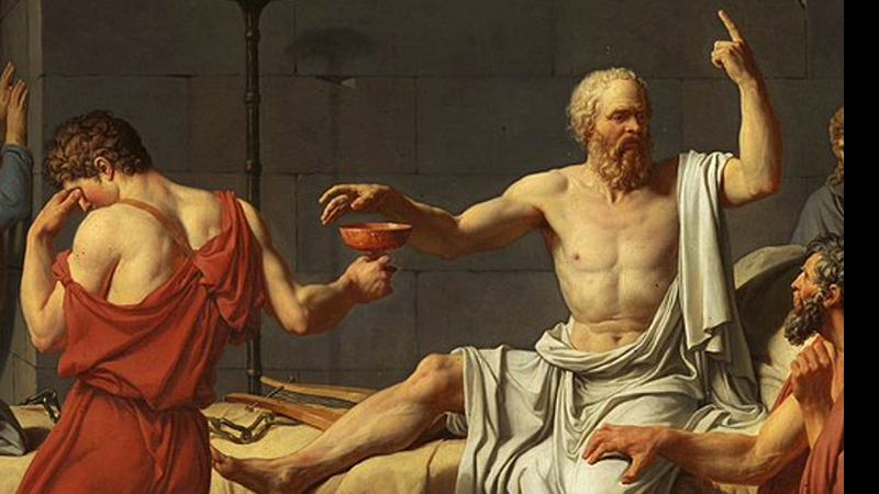 A morte de Sócrates, por Jacques-Louis David - Domínio Público